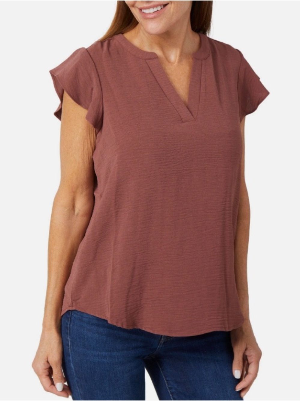 Adrianna Papell Short Sleeve V-Neck Flutter Sleeve - Small. NWT